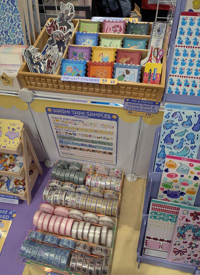 Table closeup Aug-Sept 2026 - die-cut stickers, washi tape